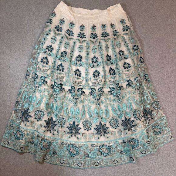 Soft Surroundings Icon Alexandria Embroider Maxi Skirt Boho Fairy Whimsical Sz L - Picture 5 of 8